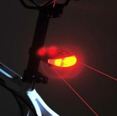 BUFFER® Çok Fonksiyonlu Pilli Bisiklet Led Lazer Işığı Arka Stop Lambası