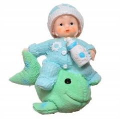 BUFFER® Decotown Hediyelik Sevimli Mavi Bebek Biblo Polyester Süs Eşyası