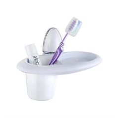 BUFFER® Diş Fırçası ve Diş Macunu Kutusu Tutacağı Plastik Beyaz Fırçalık