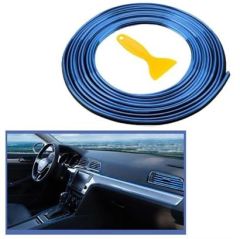 BUFFER® Mavi Araba Oto Trim Dekorasyon Şeridi Kauçuk Elastik Kolay Kurulum 5 metre Şerit Bant
