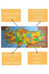BUFFER® Renkli Türkiye Haritası Manyetik Yapıştırıcı Gerektirmeyen Duvar Stickerı 118 CM * 56 CM