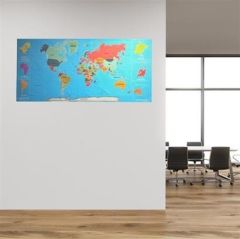 BUFFER® Renkli Atlas Dünya Haritası Manyetik Yapıştırıcı Gerektirmeyen Duvar Stickerı 118 CM * 56 CM