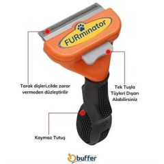 BUFFER® Uzun Tüylü Köpekler İçin Kolay Tarama Fırçası Temizlenebilir Çelik Tarak Tüy Toplayıcı Mediu