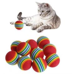 Buffer® 3lü Gökkuşağı Sünger Kedi Köpek Çiğneme Oyun Topu 4,2 cm