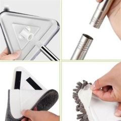 BUFFER® Teleskopik Saplı 150 cm Üçgen Mop Cam Duvar Tavan Fayans Parke Temizleyici Mop