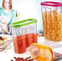 BUFFER® 2 Kapaklı Ölçekli Erzak Kuru Gıda Saklama Kutusu Kabı - 1,7 Litre - SA935