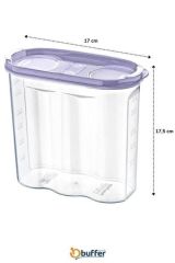 BUFFER® 2 Kapaklı Ölçekli Erzak Kuru Gıda Saklama Kutusu Kabı - 1,7 Litre - SA935
