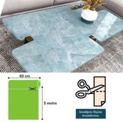 BUFFER® Mermer Desenli Masa Tezgah Mutfak Su Geçirmez Yapışkanlı Folyo Sticker Mavi 5x0,6m