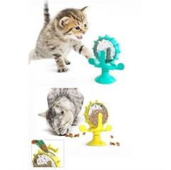Buffer® Vantuzlu Zilli İnteraktif Dönebilen Mama Kaplı Renkli Eğlenceli Eğitici Kedi Oyuncağı