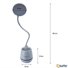 BUFFER®Kalemlikli Telefon Tutacaklı Şarjlı Dokunmatik 3 Mod Esnek Başlıklı Dimmerli LED Masa Lambası