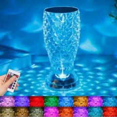 BUFFER® Balık Süzgeç Model USB Şarjlı Kumandalı 16Farklı Işık Modlu Masa Üstü Kristal Akrilik Led
